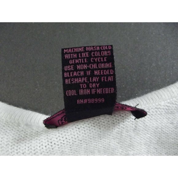 Knit Minded Cardigan Sweater Medium White Cable button front M open snap back - Picture 12 of 12